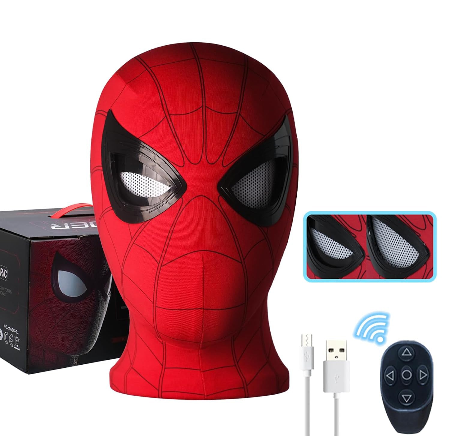 LED mechanical eyes remotely control Spider-Man mask