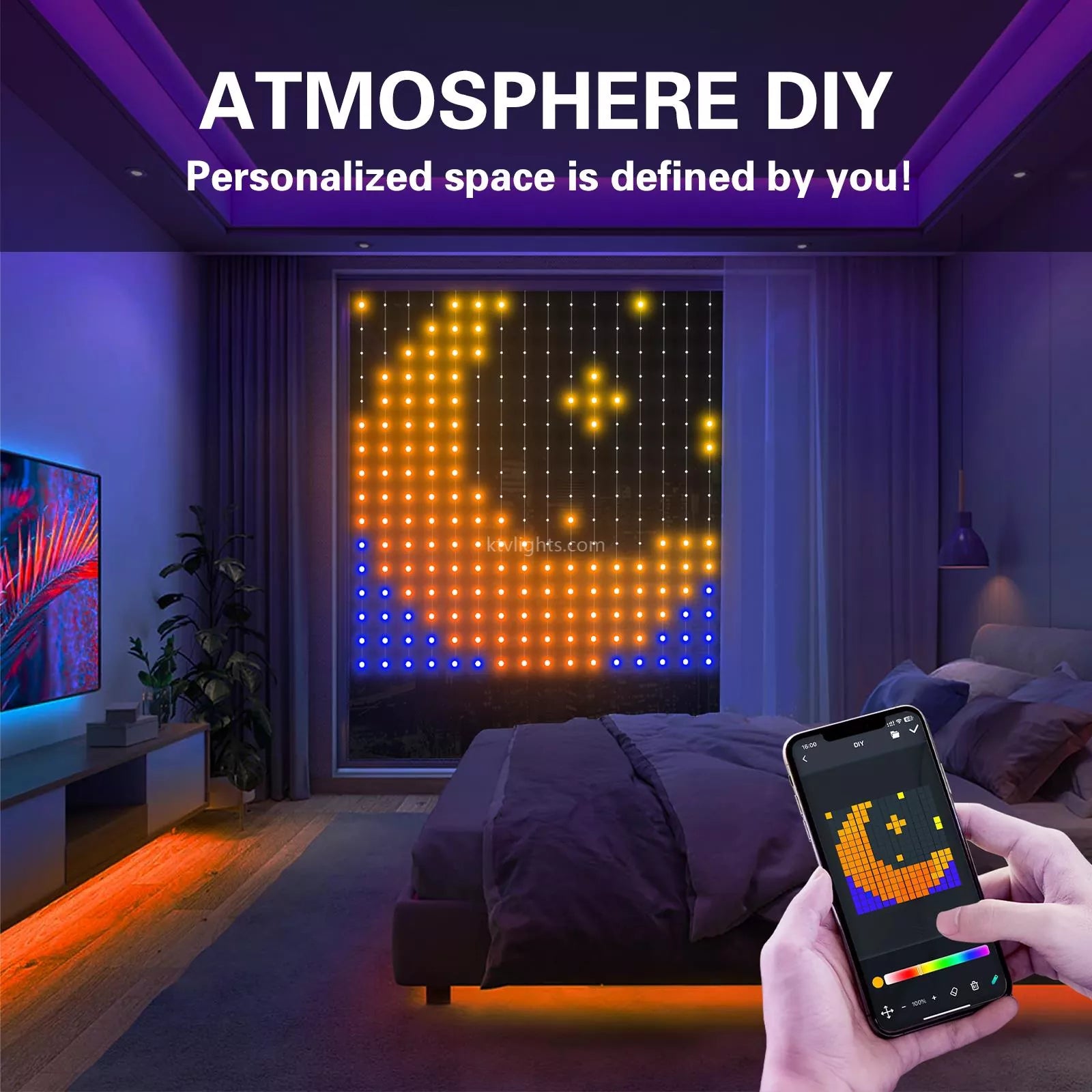 IP65 Smart APP LED Decorative Curtain Light-DIY Text/Animation