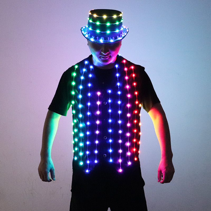 Full color LED vest hat