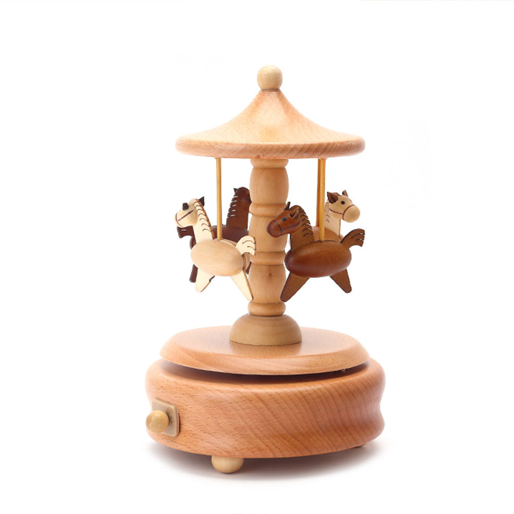 Handmade carousel wooden music box